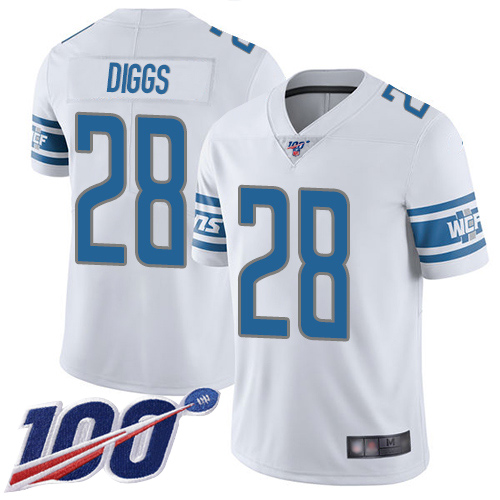 Detroit Lions Limited White Youth Quandre Diggs Road Jersey NFL Football #28 100th Season Vapor Untouchable->youth nfl jersey->Youth Jersey